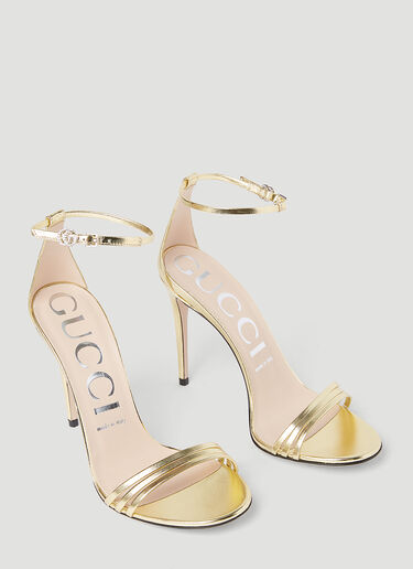 Gucci Metallic Leather Heeled Sandals Gold guc0253115