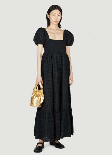 GANNI Broderie Anglaise Maxi Dress Black gan0253012