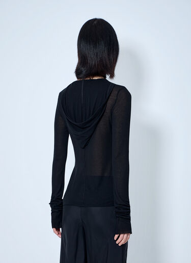 LN-CC® - Rick Owens: Long Sleeve Hooded Top - Black Rick Owens Long Sleeve Hooded Top Black ric0265028
