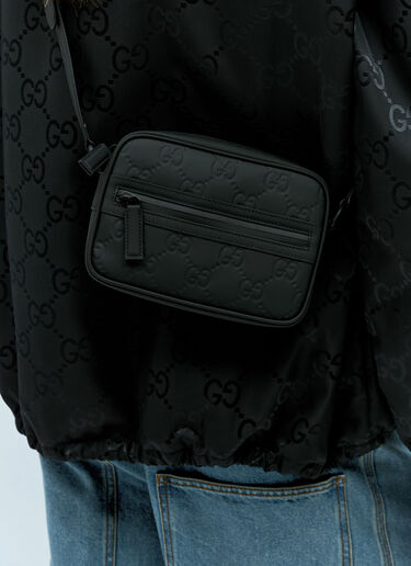Gucci GG Rubber-Effect Mini Crossbody Bag Black guc0155149