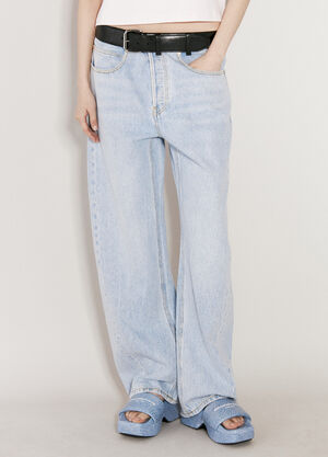 Alexander Wang Leather Belt Balloon Jeans Grey awg0258009