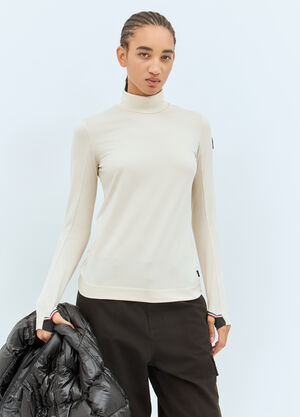 Moncler Grenoble T-Neck Jersey Top Cream mog0258007