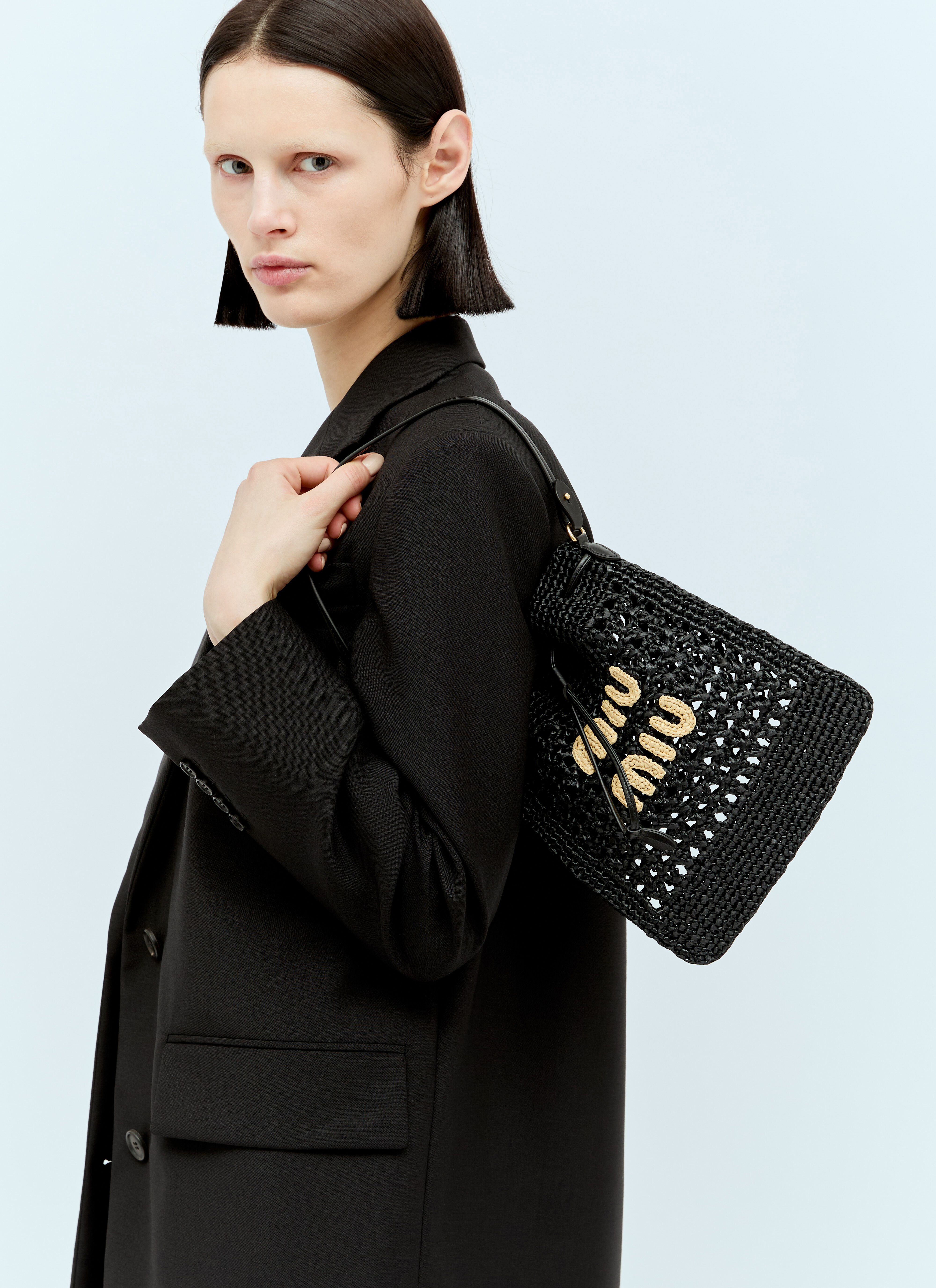 Miu Miu Woven-Fabric Mini Shoulder Bag 黑色 miu0257002
