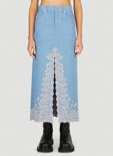 Embroidered Denim Skirt Rabanne Embroidered Denim Skirt Blue pac0252005