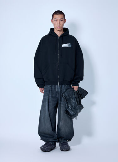 LN-CC® - Balenciaga: Large Zip-Up Hoodie - Black Balenciaga Large Zip-Up Hoodie Black bal0166015