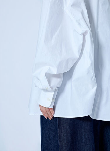 LN-CC® - Dries Van Noten: Embroidered Casia Oversized Shirt - White Dries Van Noten Embroidered Casia Oversized Shirt White dvn0265004