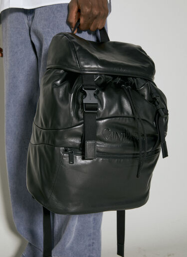 Saint Laurent デボス加工ロゴ入りレザーバックパック ブラック sla0154050