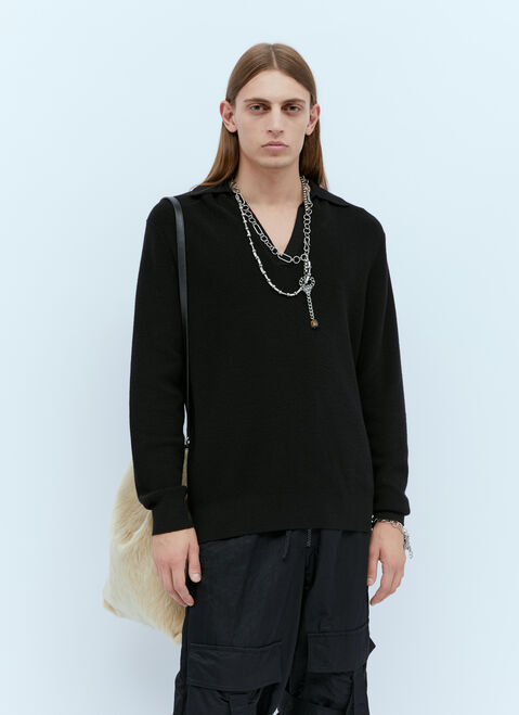 Saint Laurent Contrast Chain Necklace With Tiger Pendant Silver sla0154069