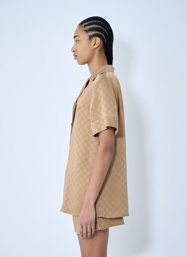 Gucci GG 缎面衬衫  棕色 guc0259026