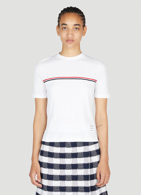 Thom Browne Signature Stripe Short Sleeve T-Shirt Grey thb0252001