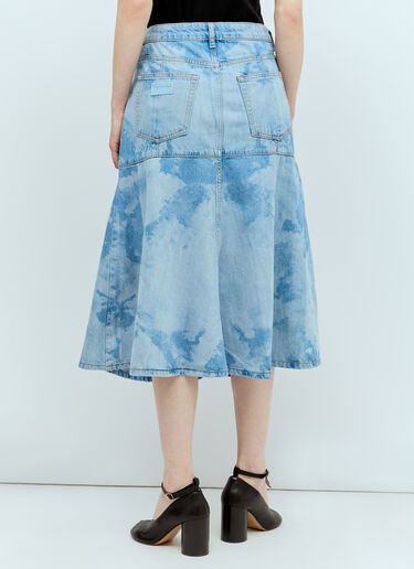 GANNI Bleach Denim Flounce Midi Skirt Blue gan0256008