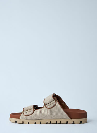 Miu Miu Logo Motif Slides Natural miu0260063