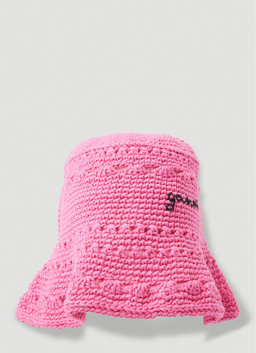 GANNI Crochet Bucket Hat Pink gan0251058