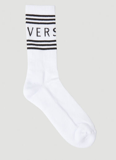 Versace 90s Vintage Logo Sports Socks White vrs0249065