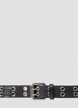 Saint Laurent Leather Eyelet Belt Black sla0147082
