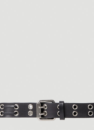 LN-CC® - Saint Laurent: Leather Eyelet Belt - Black Saint Laurent Leather Eyelet Belt Black sla0147082