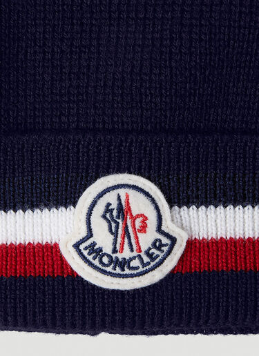 Moncler Tricolour Wool Beanie Hat Navy mon0154044