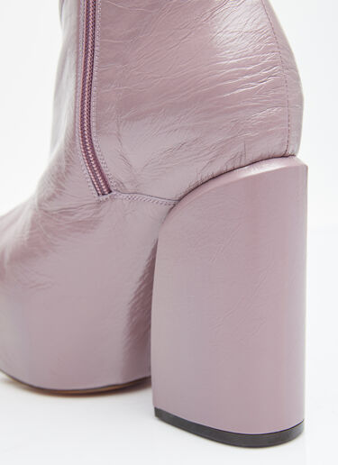 Dries Van Noten Platform Heel Leather Boots Lilac dvn0254035