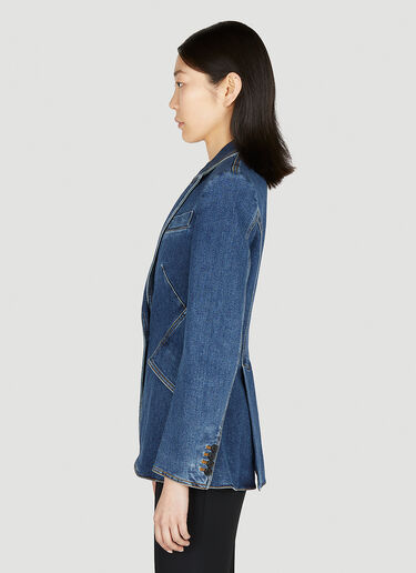 Alexander McQueen Single Breasted Denim Blazer Blue amq0251087