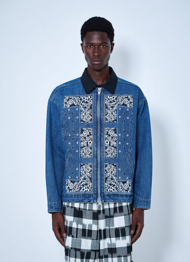 LN-CC® - NOMARHYTHM TEXTILE: Bandana Embroidery Denim Jacket - Blue NOMARHYTHM TEXTILE Bandana Embroidery Denim Jacket Blue nom0164009
