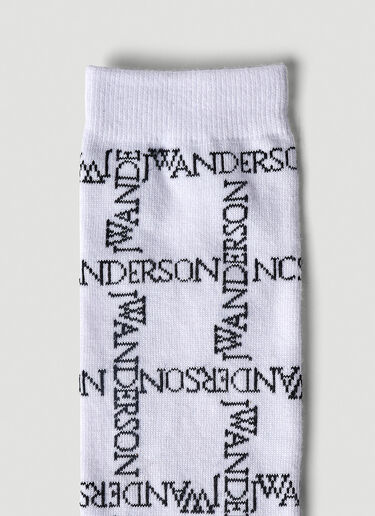 JW Anderson 徽标网格长筒袜 白色 jwa0351017