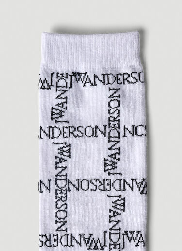 JW Anderson Logo Grid Long Socks White jwa0351017