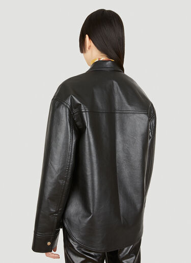 Nanushka Kiora Faux Leather Overshirt Black nan0249006