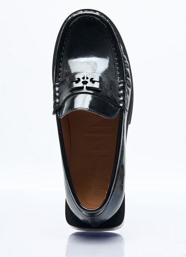 GANNI Butterfly Logo Patent Loafers Black gan0257041