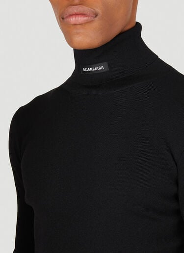 Logo Motif Turtleneck Sweater Balenciaga Logo Motif Turtleneck Sweater Black bal0147060