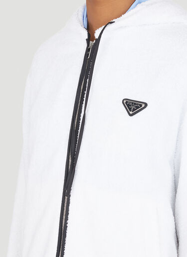 Prada Logo Plaque Hooded Sweatshirt White pra0248004