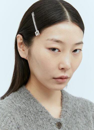 Gucci クリスタルスクエア G ヘアクリップ  シルバー guc0255115