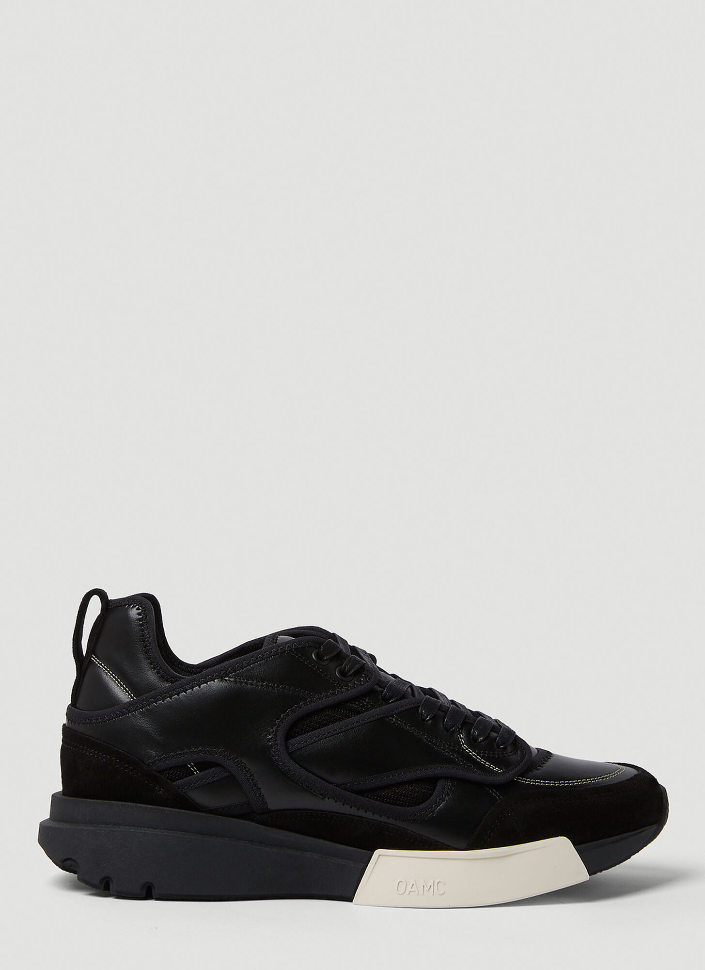 Oamc Aurora Leather Low-top Sneakers In Black
