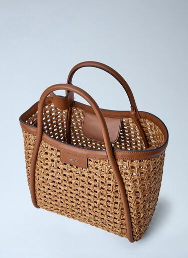 Max Mara Woven Leather Tote Bag Beige max0264044