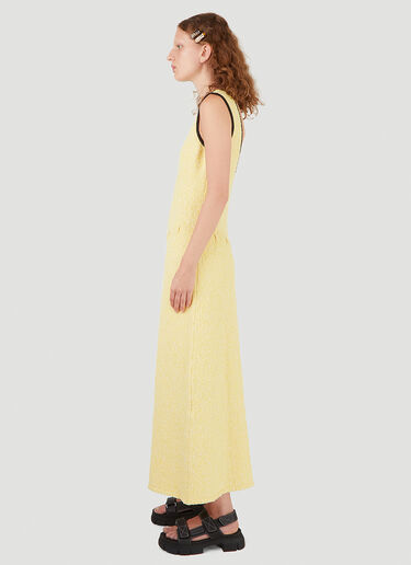 GANNI Slub Cotton Knit Dress Yellow gan0246019