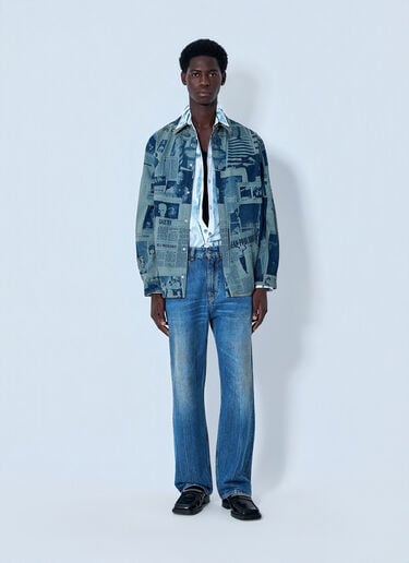 Jean Paul Gaultier Printed Cotton Poplin Shirt Blue jpg0164002