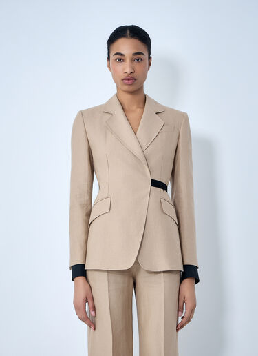 Max Mara Textured Notch Lapel Blazer Beige max0264300