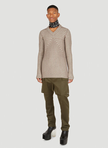 Rick Owens Ribbed V-Neck Sweater Brown ric0149024