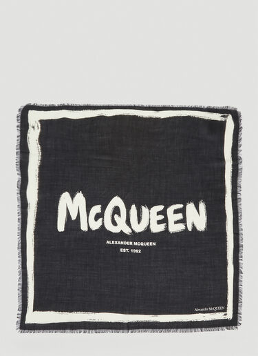 Alexander McQueen Graffiti 饰边围巾 黑 amq0249065