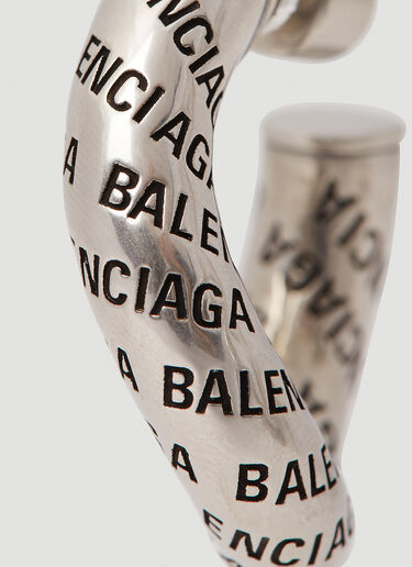 Balenciaga Debossed Logo Hoop Earrings Silver bal0249099