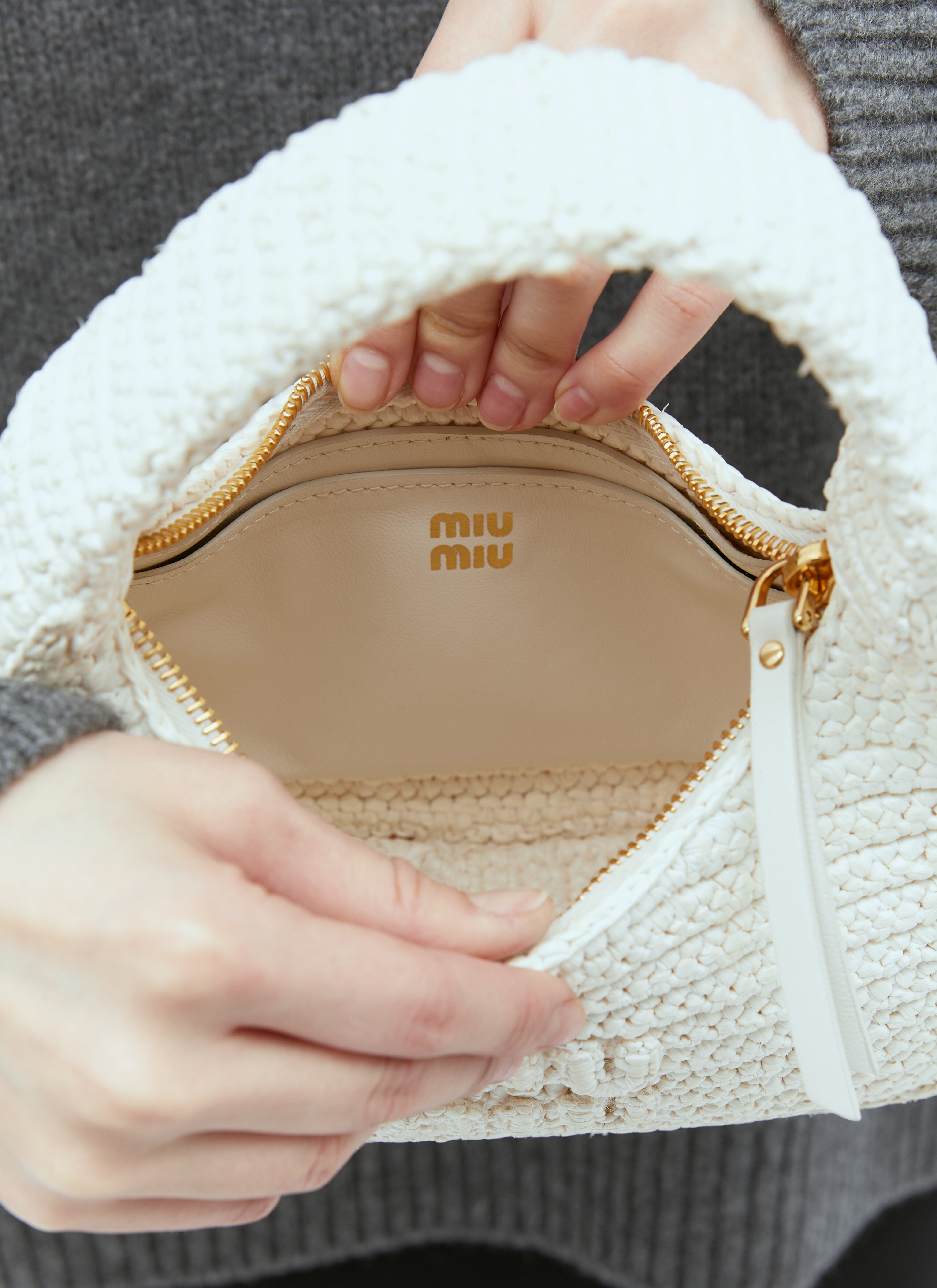 Miu Miu Women's' Wander Hobo Crochet Shoulder Bag in White | LN-CC®