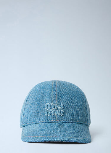 LN-CC® - Miu Miu: Denim Washed Baseball Cap - Light Blue Miu Miu Denim Washed Baseball Cap Light Blue miu0366044