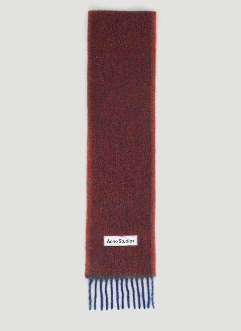 Saint Laurent Logo Patch Wool Scarf Brown sla0253160