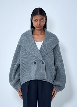 TOTEME Ribbed Wool Cardigan Grey tot0263011