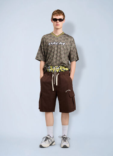 Palm Angels Curved Logo Loose Cargo Shorts Brown pma0164140