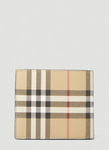 Burberry Checked Bifold Wallet Beige bur0151173