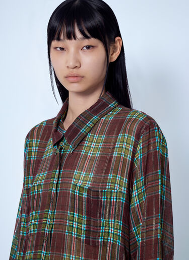 LN-CC® - Dries Van Noten: Plaid Button-Down Shirt - Brown Dries Van Noten Plaid Button-Down Shirt Brown dvn0266007