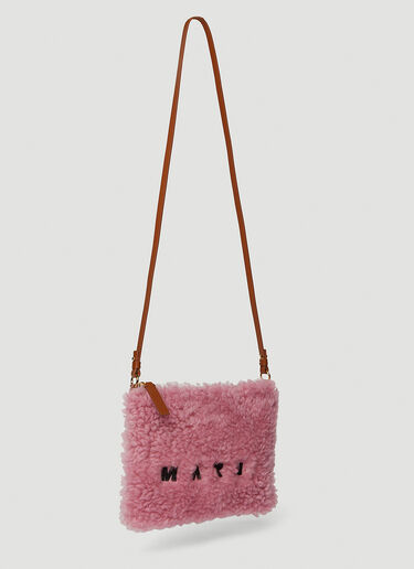 Marni Tumbled Shearling Shoulder Bag Pink mni0249041