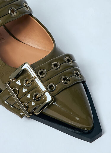 GANNI Feminine Buckle Ballerina Flats Brown gan0259071