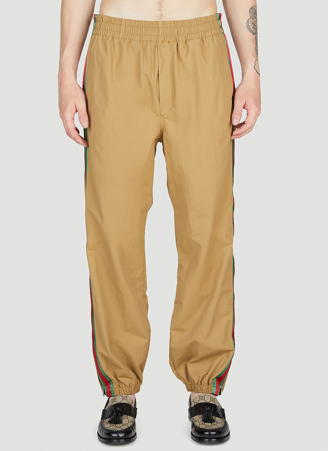 Gucci Web Stripe Track Pants in Camel LN CC