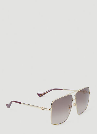 Gucci Navigator Square Frame Sunglasses Gold guc0247356